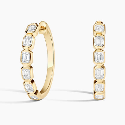 Emerald Lab Diamond Bezel Hoop Earrings (1 1/5 ct. tw.)