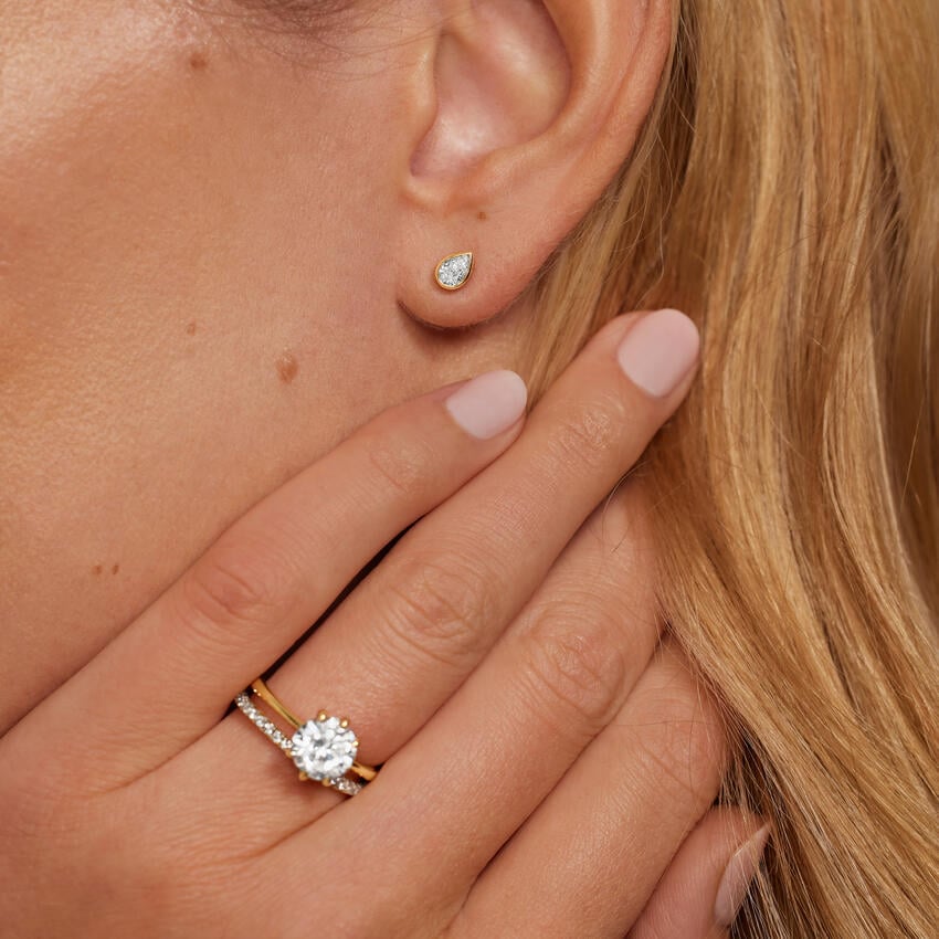 Heart Shaped Lab Diamond Bezel Stud Earrings (1/2 ct. tw.)