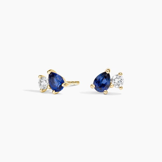 Pear Lab Emerald and Round Lab Diamond Toi et Moi Earrings (1/10 ct. tw.)