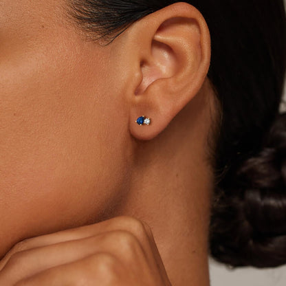 Pear Lab Emerald and Round Lab Diamond Toi et Moi Earrings (1/10 ct. tw.)