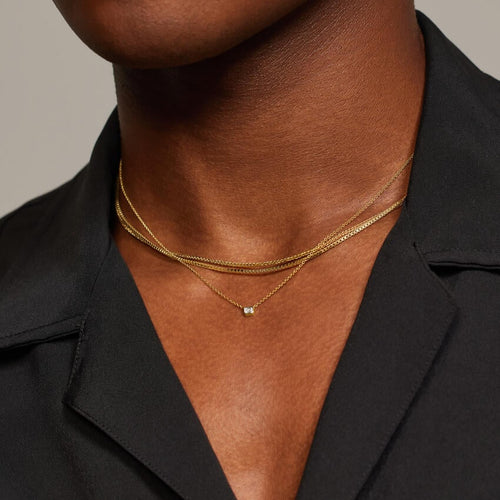 Emerald Cut Lab Diamond Bezel Solitaire Pendant (1/10 ct. tw.)