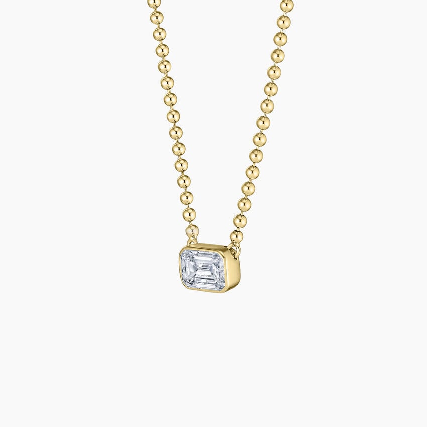 Emerald Cut Lab Diamond Bezel Bead Chain Necklace (3/4 ct. tw.)