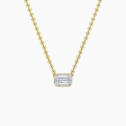 Emerald Cut Lab Diamond Bezel Bead Chain Necklace (3/4 ct. tw.)