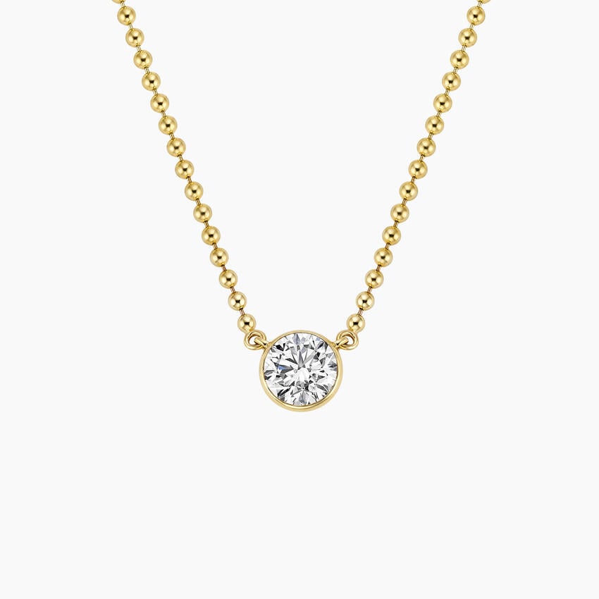 Emerald Cut Lab Diamond Bezel Bead Chain Necklace (3/4 ct. tw.)
