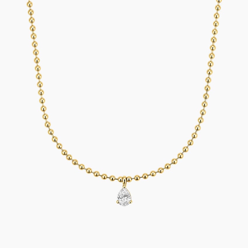 Pear Lab Diamond Solitaire Bead Chain Pendant (2/5 ct. tw.)