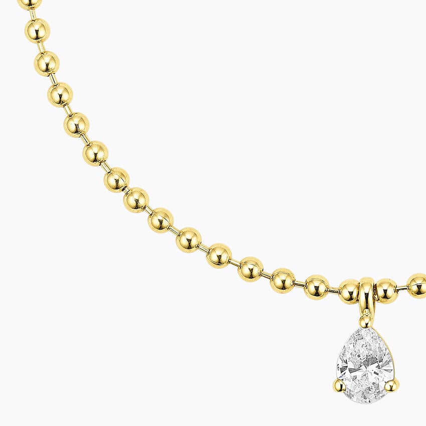 Pear Lab Diamond Solitaire Bead Chain Pendant (2/5 ct. tw.)