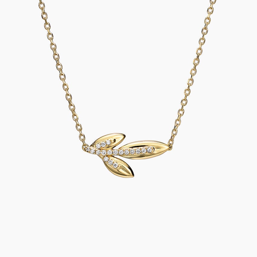 Jane Goodall Pavé Olive Branch Lab Diamond Pendant (1/4 ct. tw.) in 14K Yellow Gold