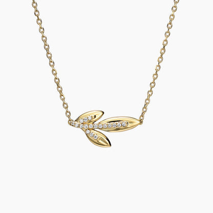 Jane Goodall Pavé Olive Branch Lab Diamond Pendant (1/4 ct. tw.) in 14K Yellow Gold