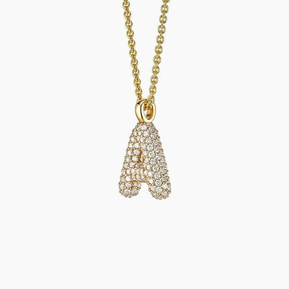 Initial Lab Diamond Tube Pendant in 14K Yellow Gold