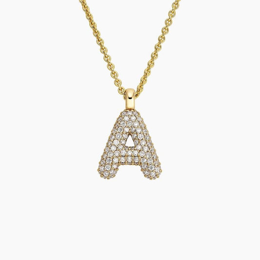Initial Lab Diamond Tube Pendant in 14K Yellow Gold