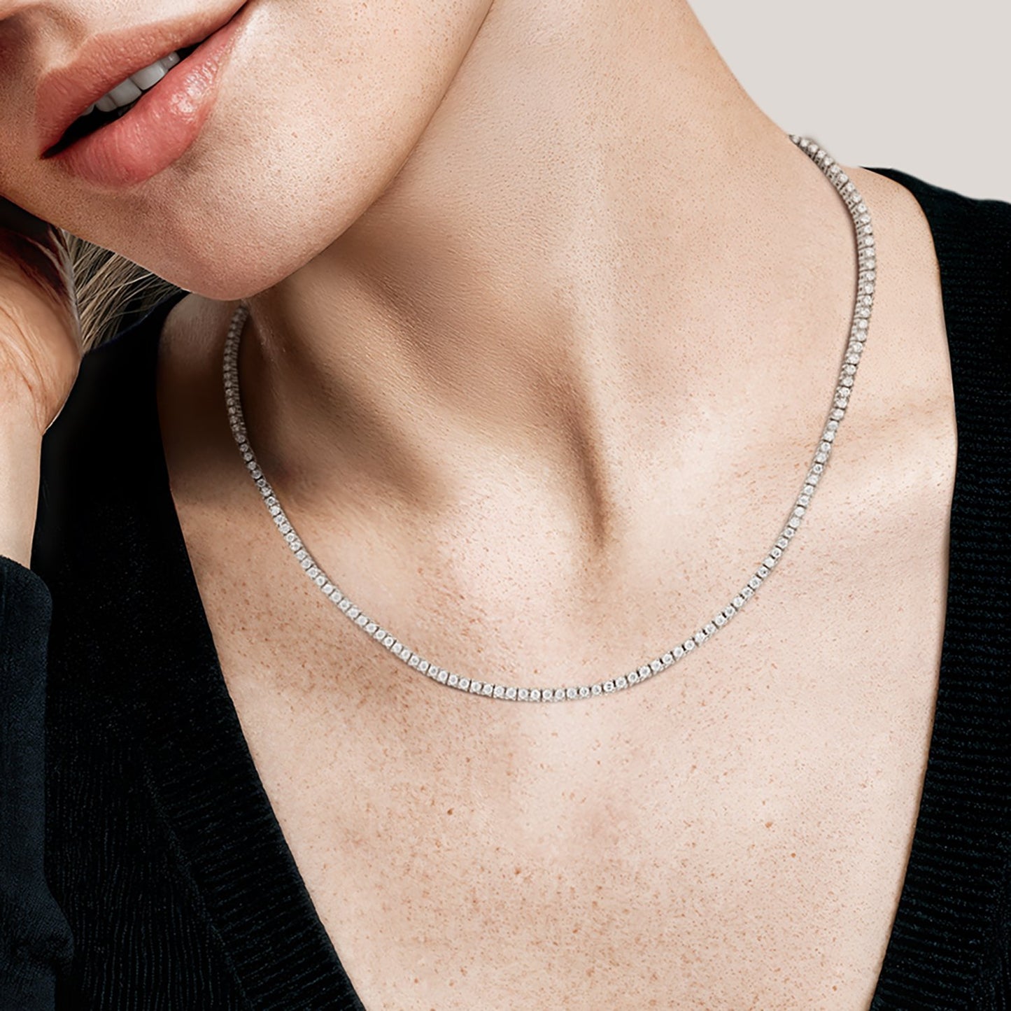 16 in. Perfect Four-Prong Lab Diamond Tennis Necklace (3 ct. tw.) in 14K White Gold