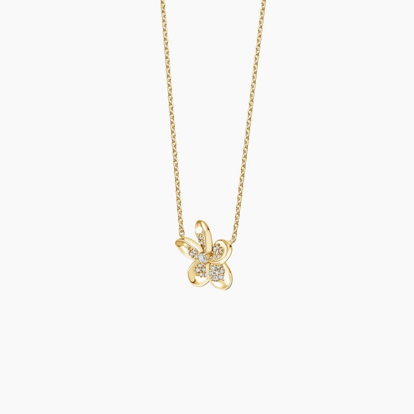 Plumeria Lab Diamond Cluster Necklace (1/8 ct. tw.)