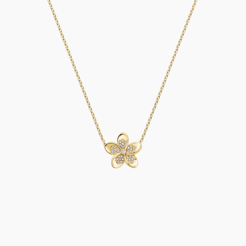 Plumeria Lab Diamond Necklace (1/8 ct. tw.)