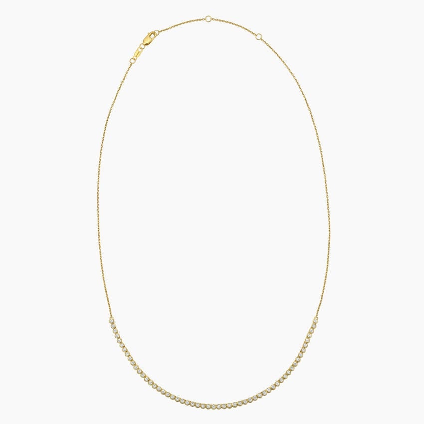 1/3 Coverage Petite Bezel Lab Diamond Tennis Necklace (3/4 ct. tw.) in 14K Yellow Gold