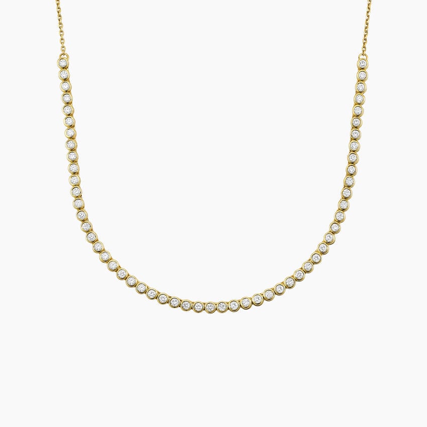 1/3 Coverage Petite Bezel Lab Diamond Tennis Necklace (3/4 ct. tw.) in 14K Yellow Gold