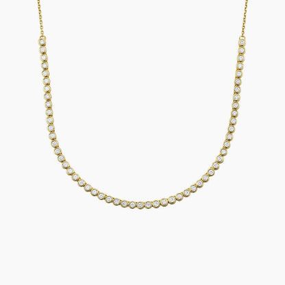 1/3 Coverage Petite Bezel Lab Diamond Tennis Necklace (3/4 ct. tw.) in 14K Yellow Gold