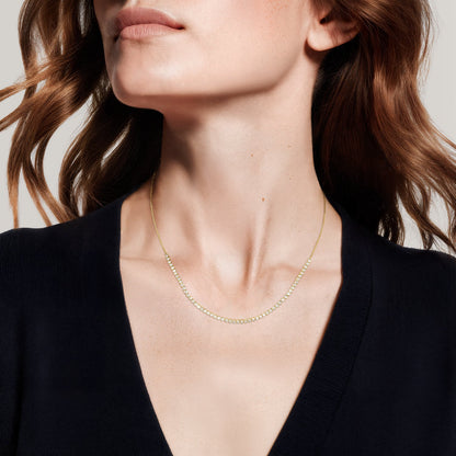 1/3 Coverage Petite Bezel Lab Diamond Tennis Necklace (3/4 ct. tw.) in 14K Yellow Gold