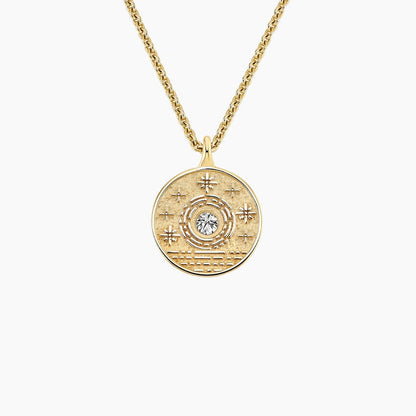 Mini Sun Lab Diamond Medallion in 14K Yellow Gold
