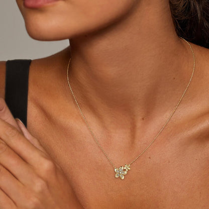 Plumeria Lab Diamond Cluster Necklace (1/8 ct. tw.)