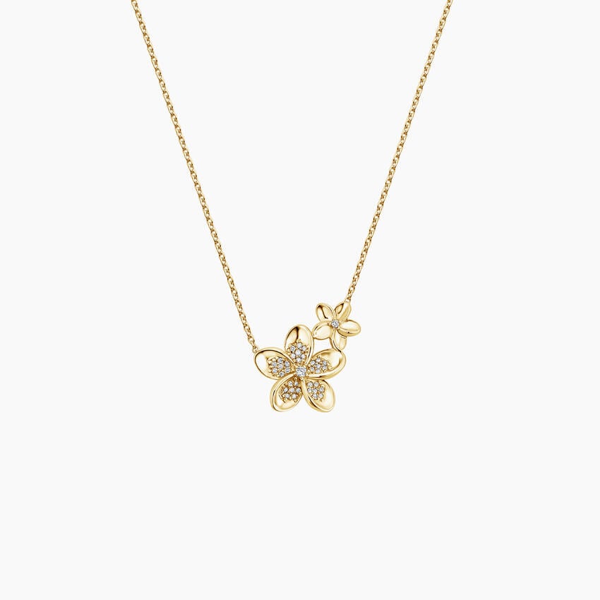 Plumeria Lab Diamond Cluster Necklace (1/8 ct. tw.)