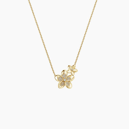 Plumeria Lab Diamond Cluster Necklace (1/8 ct. tw.)