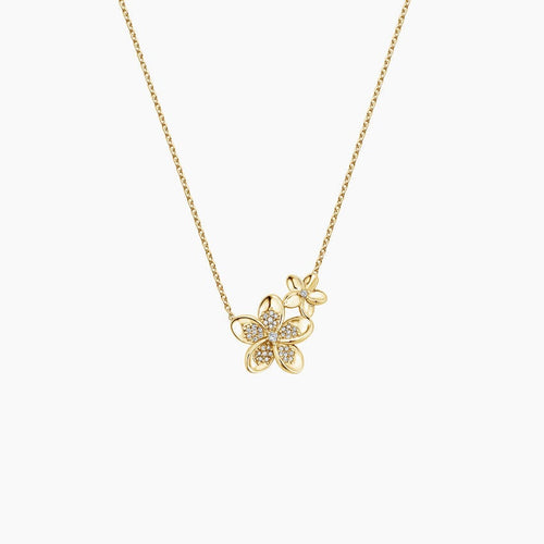 Plumeria Lab Diamond Cluster Necklace (1/8 ct. tw.)