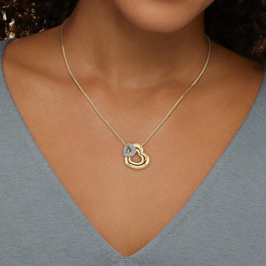 Two Hearts Lab Diamond Tube Necklace (1/3 ct. tw.)