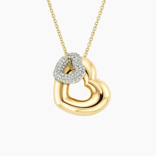 Two Hearts Lab Diamond Tube Necklace (1/3 ct. tw.)