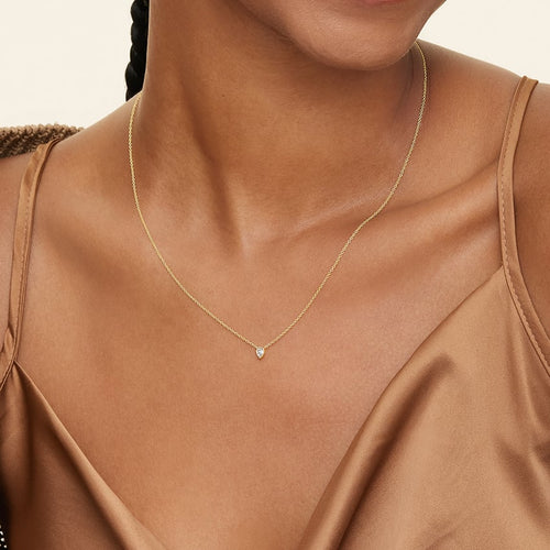 Heart Lab Diamond Bezel Solitaire Pendant (1/10 ct. tw.)