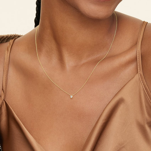 Heart Lab Diamond Bezel Solitaire Pendant (1/10 ct. tw.)