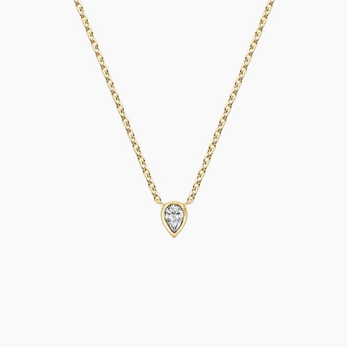 Emerald Cut Lab Diamond Bezel Solitaire Pendant (1/10 ct. tw.)