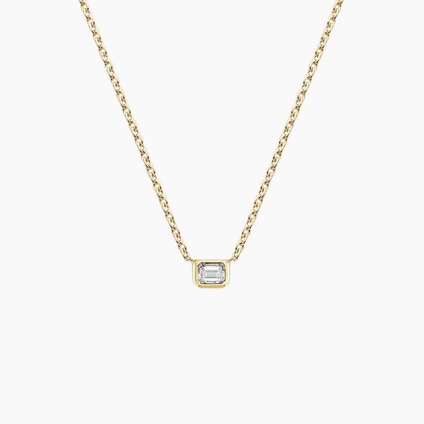 Emerald Cut Lab Diamond Bezel Solitaire Pendant (1/10 ct. tw.)