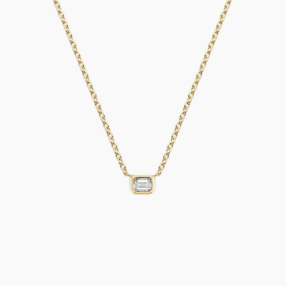 Emerald Cut Lab Diamond Bezel Solitaire Pendant (1/10 ct. tw.)
