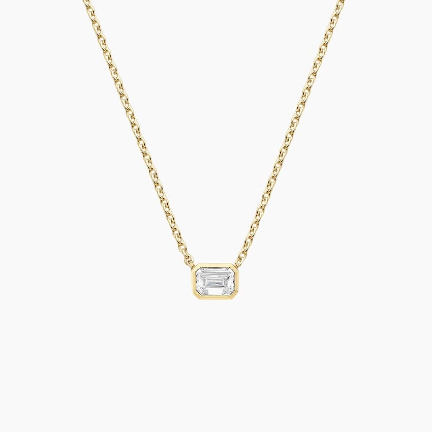 Emerald Cut Lab Diamond Bezel Solitaire Pendant (1/10 ct. tw.)