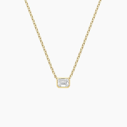 Emerald Cut Lab Diamond Bezel Solitaire Pendant (1/10 ct. tw.)