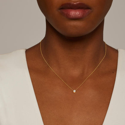 Emerald Cut Lab Diamond Bezel Solitaire Pendant (1/10 ct. tw.)