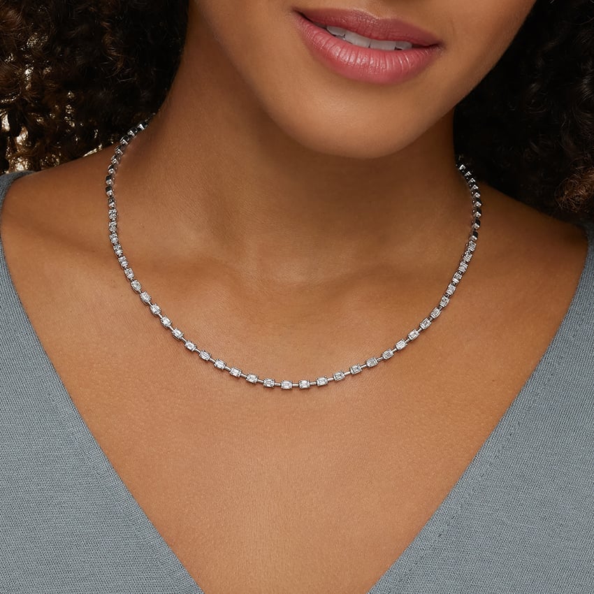 Emerald Cut Lab Diamond Tennis Necklace (5 ct. tw.)