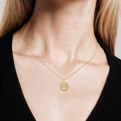 Mini Sun Lab Diamond Medallion in 14K Yellow Gold