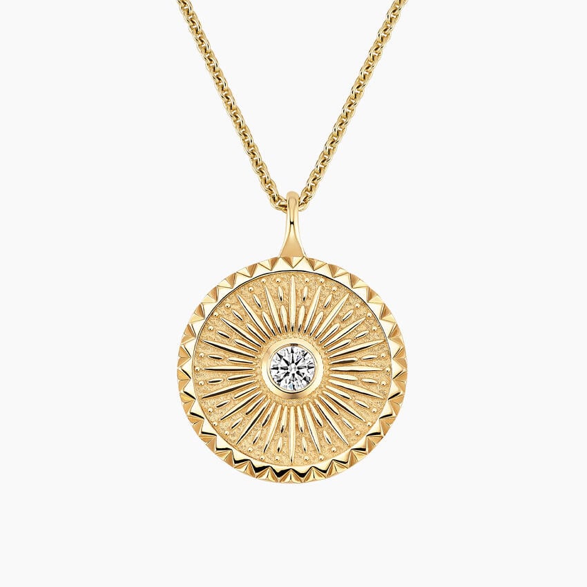 Mini Sun Lab Diamond Medallion in 14K Yellow Gold