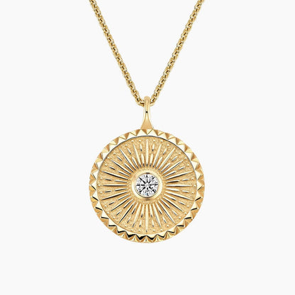 Mini Sun Lab Diamond Medallion in 14K Yellow Gold