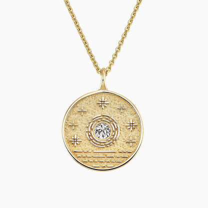 Mini Sun Lab Diamond Medallion in 14K Yellow Gold