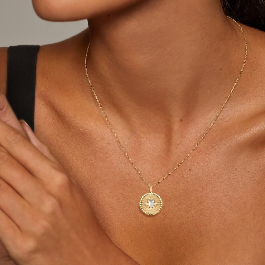 Mini Sun Lab Diamond Medallion in 14K Yellow Gold