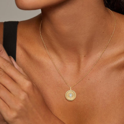 Mini Sun Lab Diamond Medallion in 14K Yellow Gold