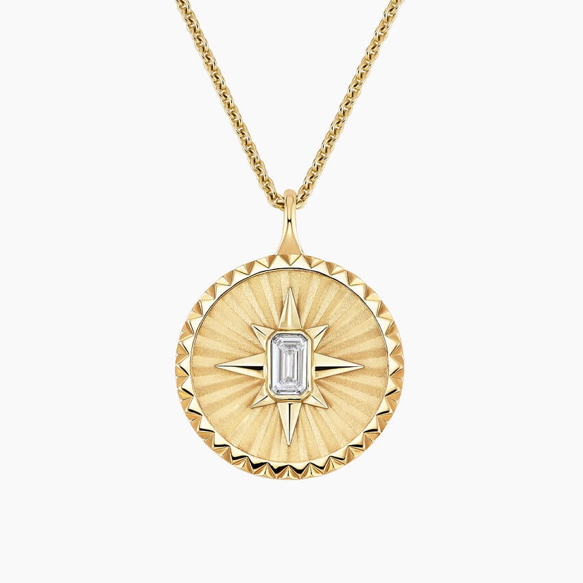 Mini Sun Lab Diamond Medallion in 14K Yellow Gold