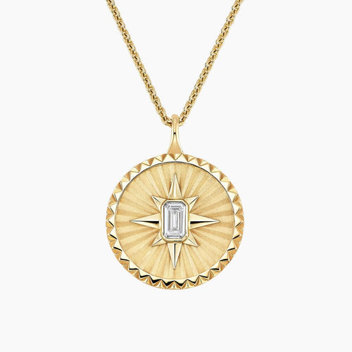 Mini Sun Lab Diamond Medallion in 14K Yellow Gold