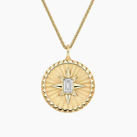 Mini Sun Lab Diamond Medallion in 14K Yellow Gold