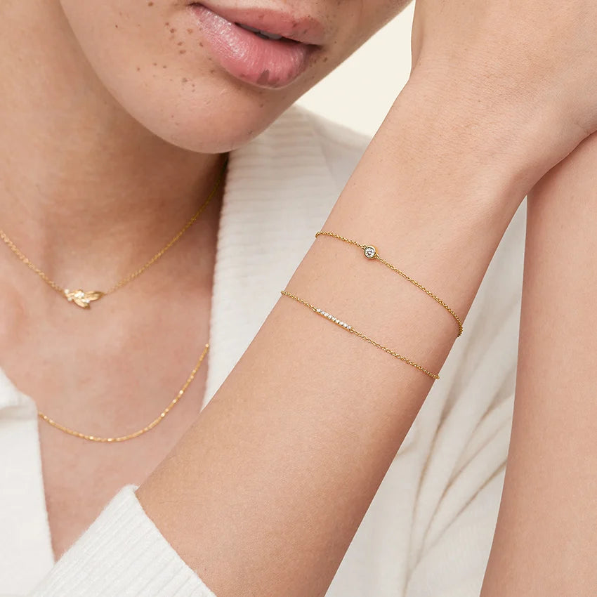 Heart Lab Diamond Bezel Bracelet (1/8 ct. tw.) in 14K Yellow Gold