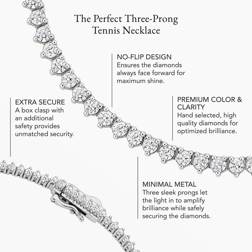 16 in. Perfect Three-Prong Lab Diamond Tennis Necklace (5 ct. tw.) in 18K White Gold