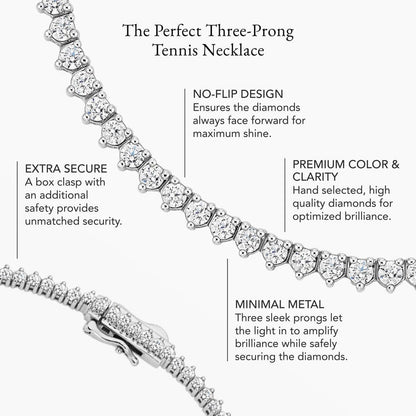 16 in. Perfect Three-Prong Lab Diamond Tennis Necklace (5 ct. tw.) in 18K White Gold