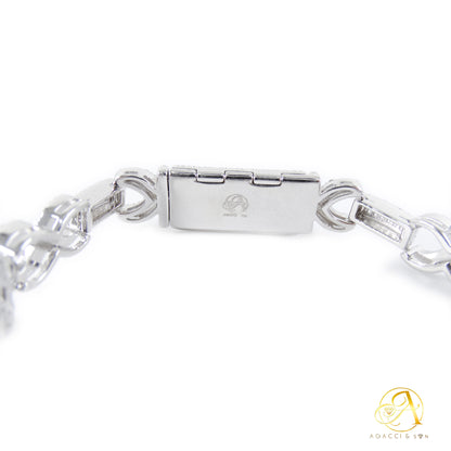 Sterling Silver Horizontal Cross Bracelet with White A5 Stones